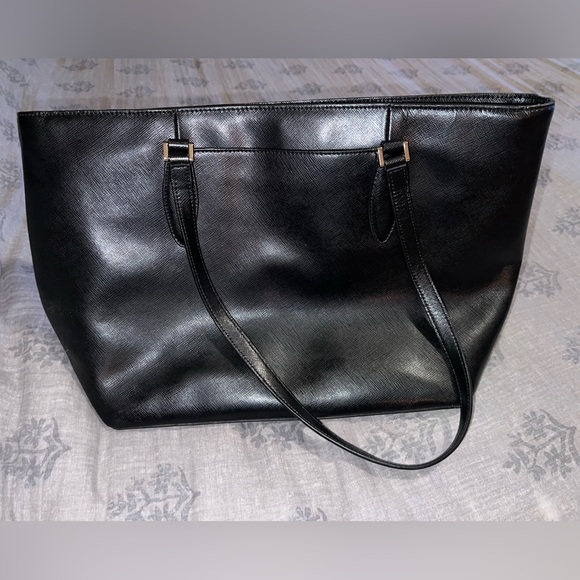 Large Kate Spade black leather tote purse - Picture 2 of 4